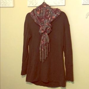 Cowl tunic with scarf